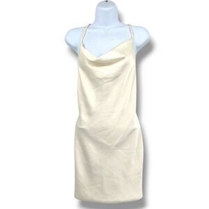 ROTATE Ivory Mini Dress Cowl Drape Neck‎ Sleeveless Strappy Back Party Dress